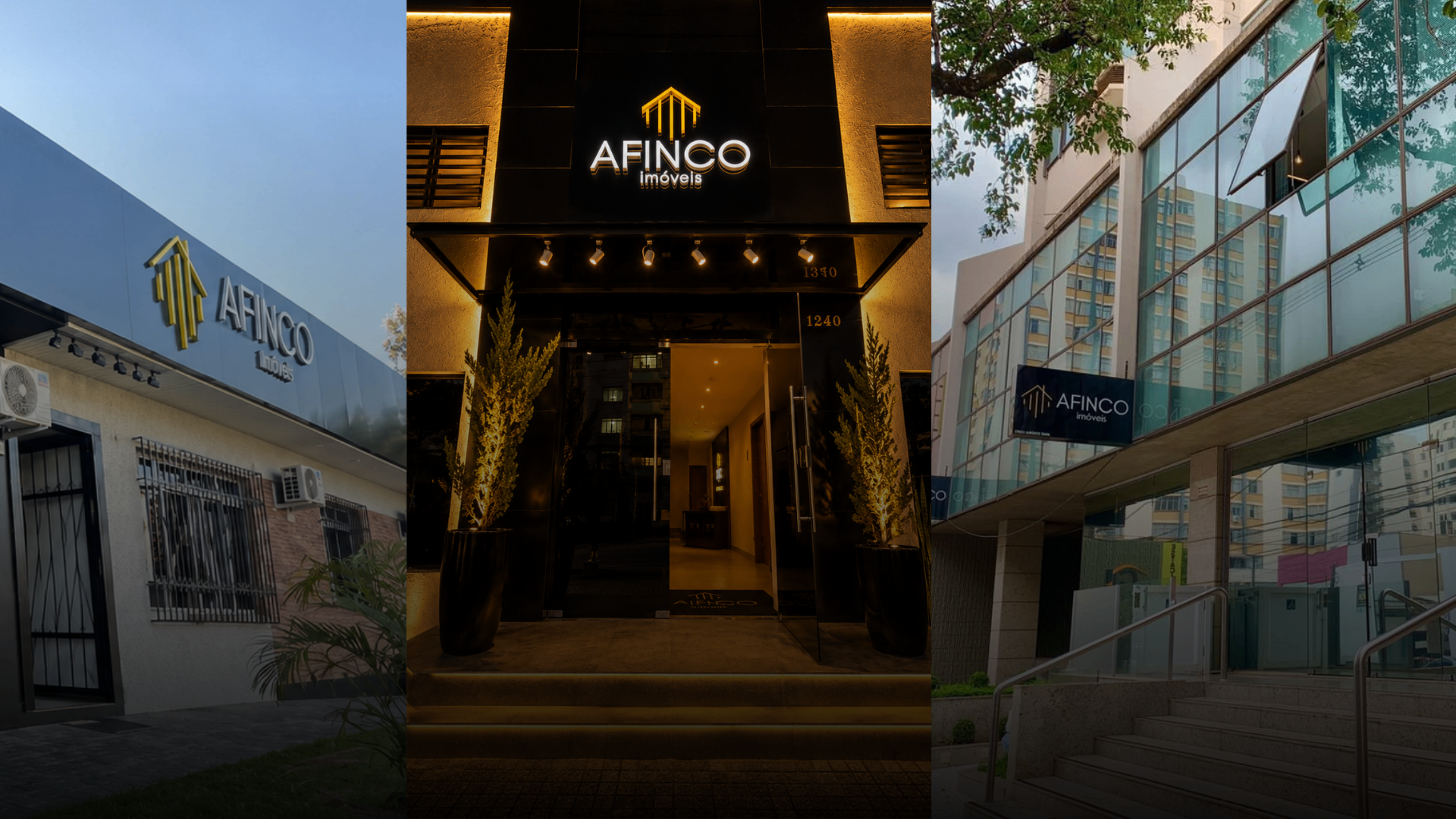 Fachadas e unidades da Afinco Imóveis